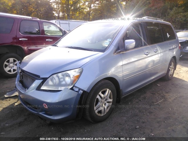 5FNRL38787B073078 - 2007 HONDA ODYSSEY EXL BLUE photo 2