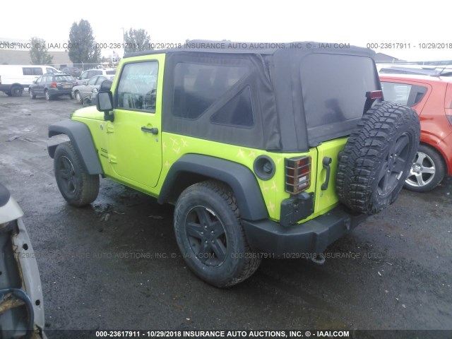 1C4AJWAG7DL543088 - 2013 JEEP WRANGLER SPORT GREEN photo 3
