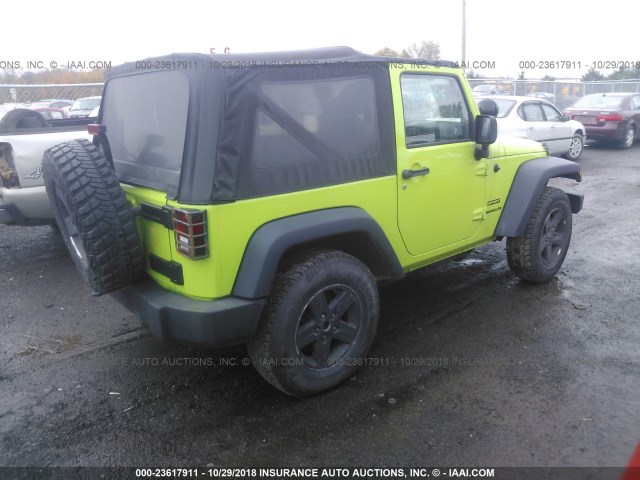 1C4AJWAG7DL543088 - 2013 JEEP WRANGLER SPORT GREEN photo 4