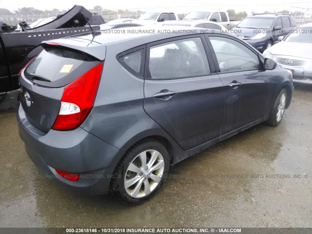 KMHCU5AE5CU045405 - 2012 HYUNDAI ACCENT GLS/GS/SE GRAY photo 4