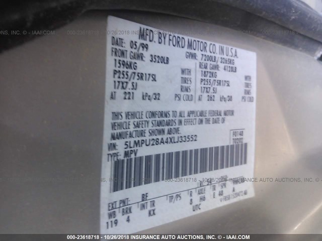 5LMPU28A4XLJ33552 - 1999 LINCOLN NAVIGATOR 棕色 照片 9