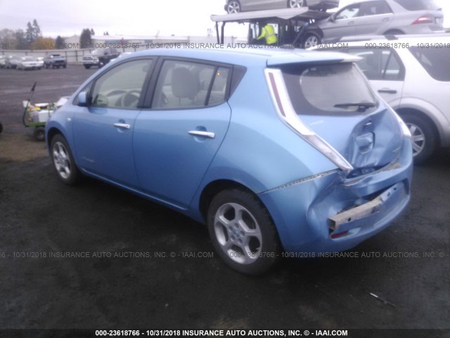 JN1AZ0CP5CT021077 - 2012 NISSAN LEAF SV/SL BLUE photo 3