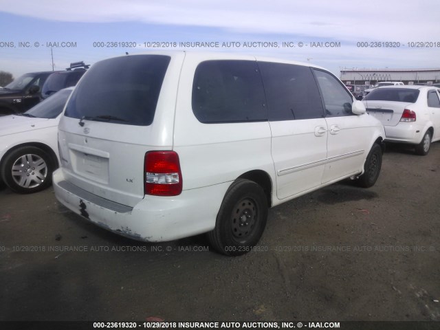 KNDUP131246505063 - 2004 KIA SEDONA EX/LX WHITE photo 4