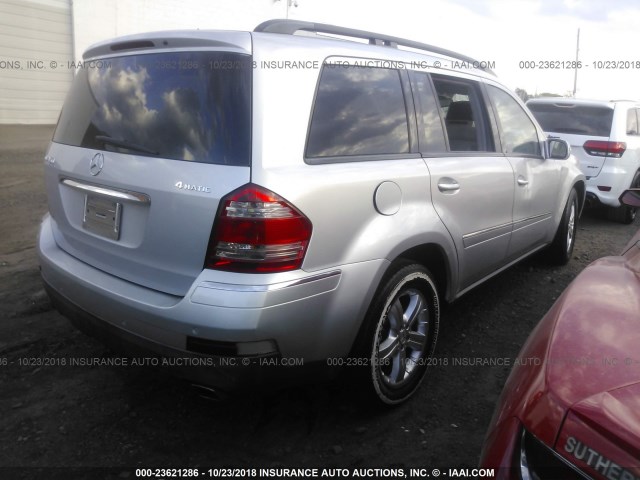 4JGBF71E97A137142 - 2007 MERCEDES-BENZ GL 450 4MATIC SILVER photo 4