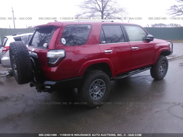 JTEBU5JR5F5231104 - 2015 TOYOTA 4RUNNER RED photo 4