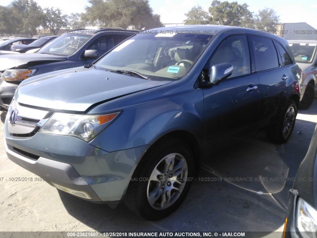 2HNYD28428H530899 - 2008 ACURA MDX TECHNOLOGY BLUE photo 2