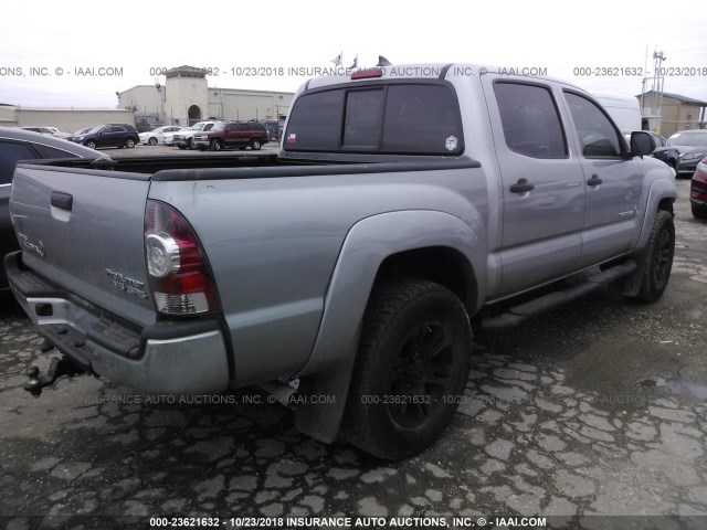 5TFJU4GN8FX090046 - 2015 TOYOTA TACOMA DOUBLE CAB PRERUNNER SILVER photo 4