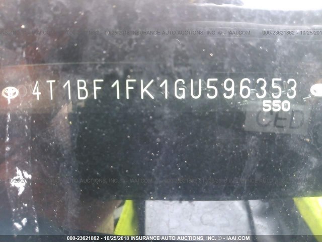 4T1BF1FK1GU596353 - 2016 TOYOTA CAMRY LE/XLE/SE/XSE 蓝色 照片 9