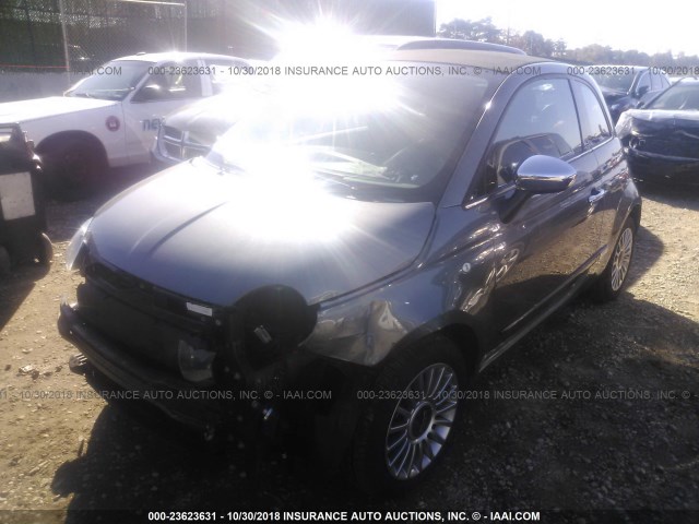 3C3CFFER6CT340514 - 2012 FIAT  500 LOUNGE GRAY photo 2