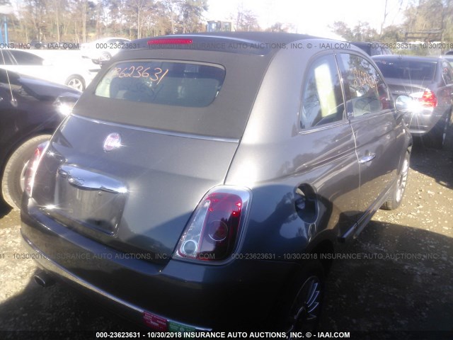 3C3CFFER6CT340514 - 2012 FIAT  500 LOUNGE GRAY photo 4