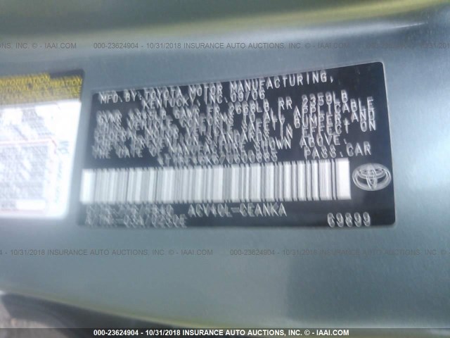 4T1BE46K67U600885 - 2007 TOYOTA CAMRY NEW GENERAT CE/LE/XLE/SE BLUE photo 9