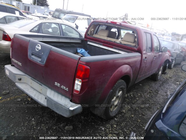 1N6AD09W57C457358 - 2007 NISSAN FRONTIER CREW CAB LE/SE/OFF ROAD RED photo 4