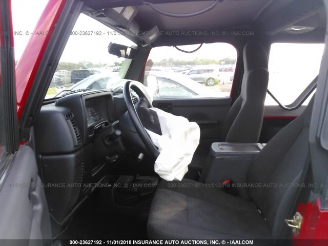 1J4FA29S45P344589 - 2005 JEEP WRANGLER / TJ SE RED photo 5