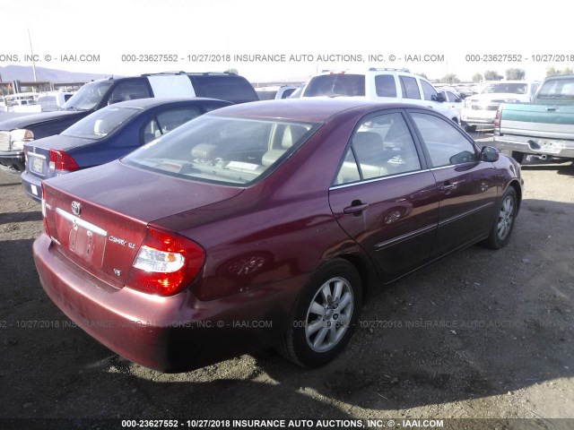 4T1BF30K63U040523 - 2003 TOYOTA CAMRY LE/XLE/SE RED photo 4