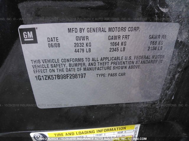 1G1ZK57B98F298197 - 2008 CHEVROLET MALIBU LTZ 黑色 照片 9