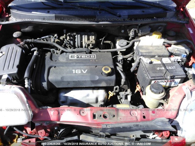 KL1TD66608B116256 - 2008 CHEVROLET AVEO LS RED photo 10