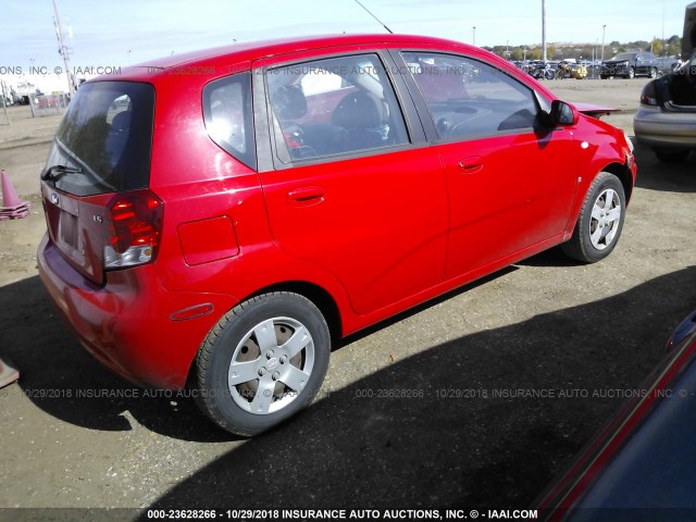 KL1TD66608B116256 - 2008 CHEVROLET AVEO LS RED photo 4