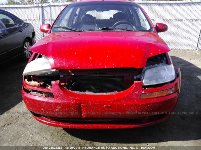 KL1TD66608B116256 - 2008 CHEVROLET AVEO LS RED photo 6