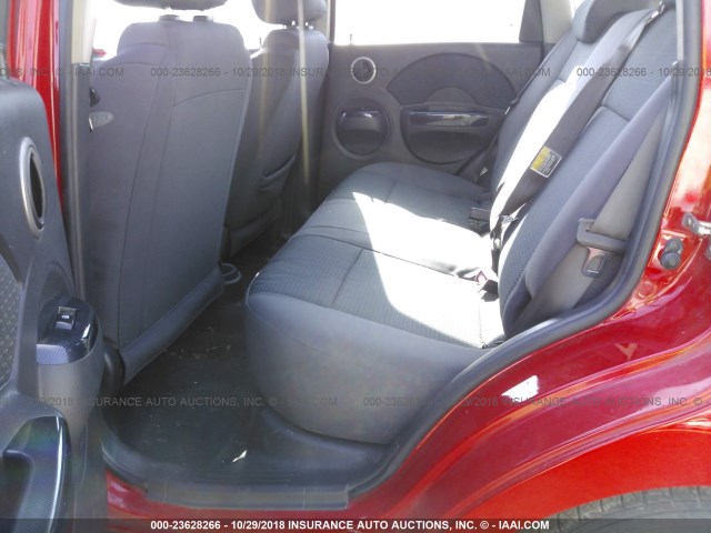 KL1TD66608B116256 - 2008 CHEVROLET AVEO LS RED photo 8