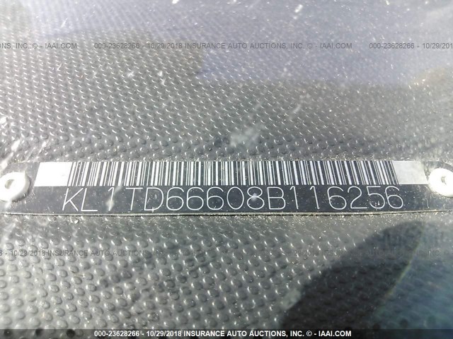 KL1TD66608B116256 - 2008 CHEVROLET AVEO LS RED photo 9