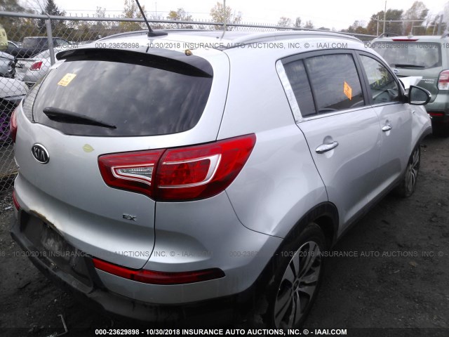 KNDPCCA29C7215959 - 2012 KIA SPORTAGE EX SILVER photo 4