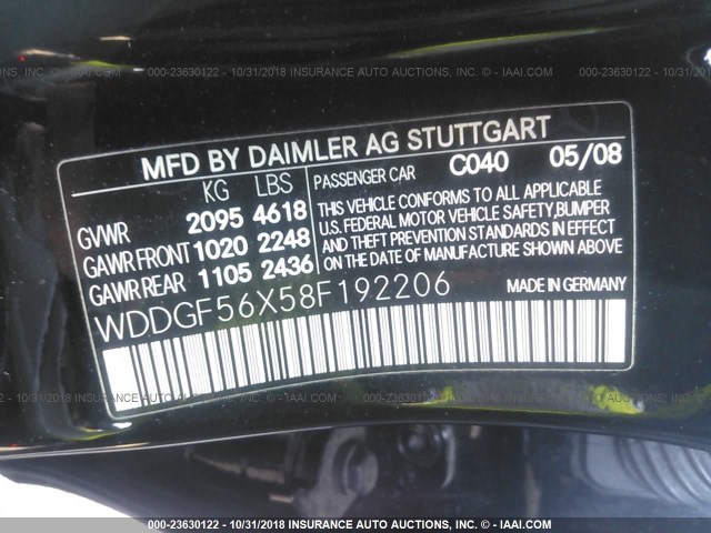 WDDGF56X58F192206 - 2008 MERCEDES-BENZ C 350 BLACK photo 9