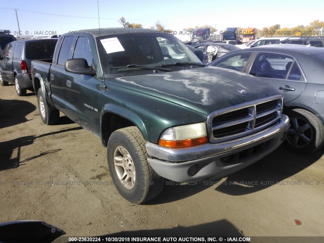 1B7GG2AZX1S180600 - 2001 DODGE DAKOTA QUAD GREEN photo 1