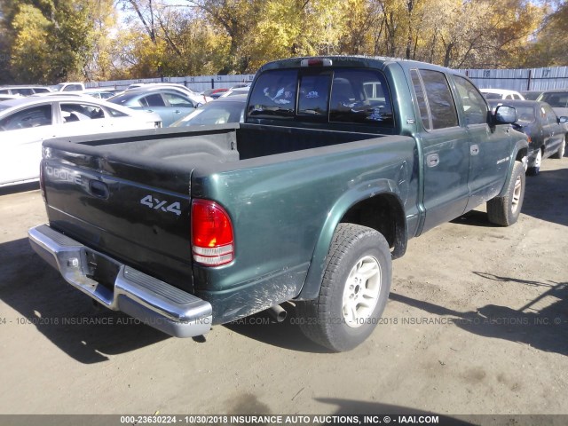 1B7GG2AZX1S180600 - 2001 DODGE DAKOTA QUAD GREEN photo 4