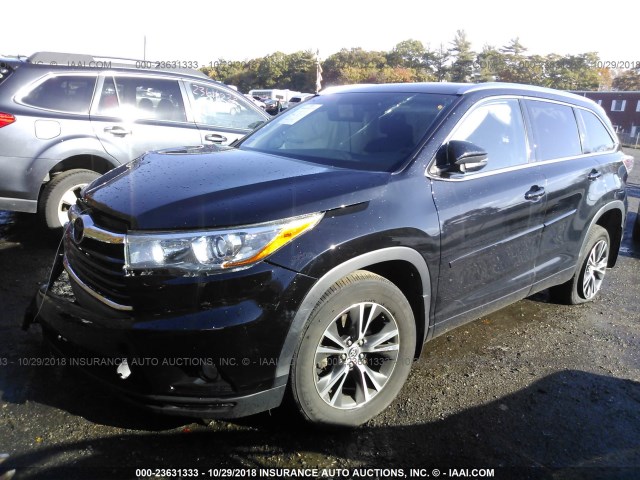 5TDJKRFH3GS226671 - 2016 TOYOTA HIGHLANDER XLE შავი ფოტო 2