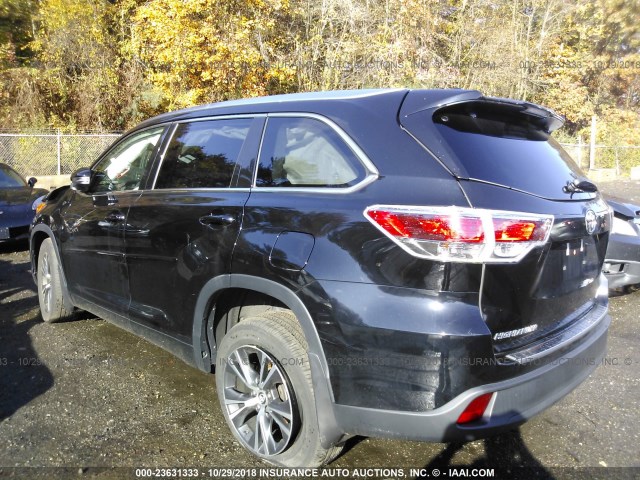 5TDJKRFH3GS226671 - 2016 TOYOTA HIGHLANDER XLE BLACK photo 3