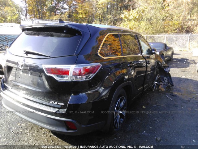5TDJKRFH3GS226671 - 2016 TOYOTA HIGHLANDER XLE შავი ფოტო 4
