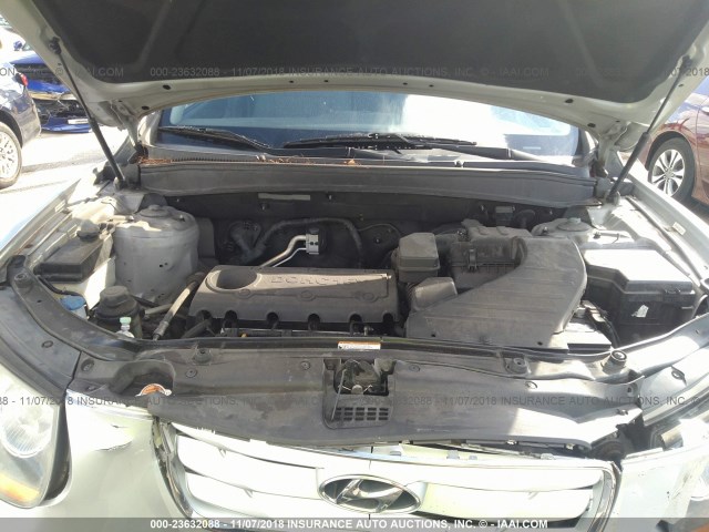 5NMSG3AB9AH376607 - 2010 HYUNDAI SANTA FE GLS SILVER photo 10