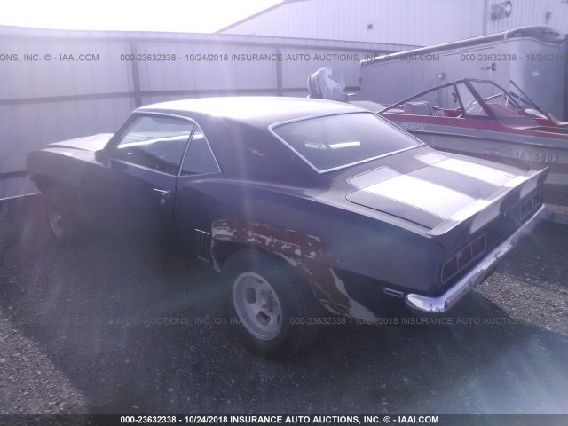 124379N671578 - 1969 CHEVROLET CAMARO BLUE photo 3