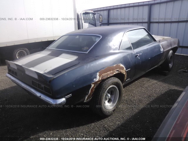 124379N671578 - 1969 CHEVROLET CAMARO BLUE photo 4