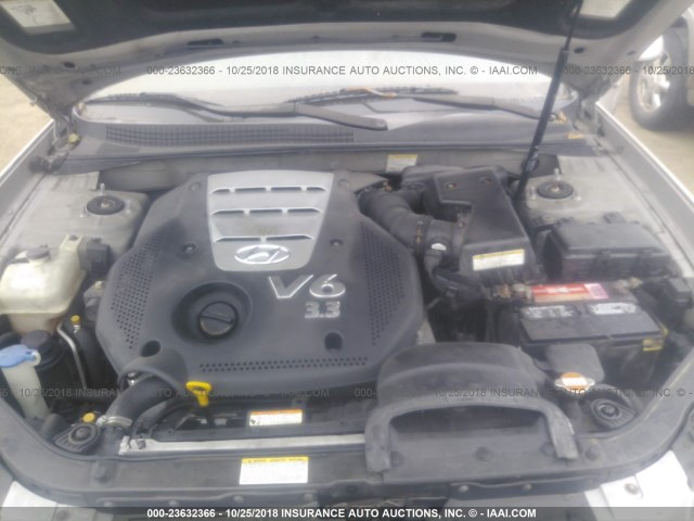 5NPEU46F16H015017 - 2006 HYUNDAI SONATA GLS/LX SILVER photo 10