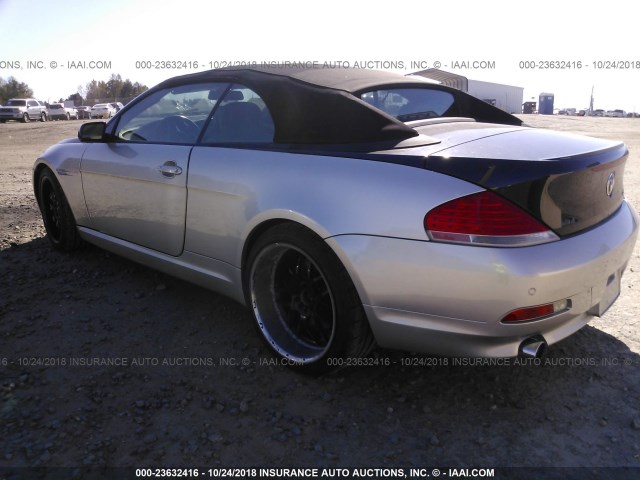 WBAEK73495B325228 - 2005 BMW 645 CI AUTOMATIC SILVER photo 3