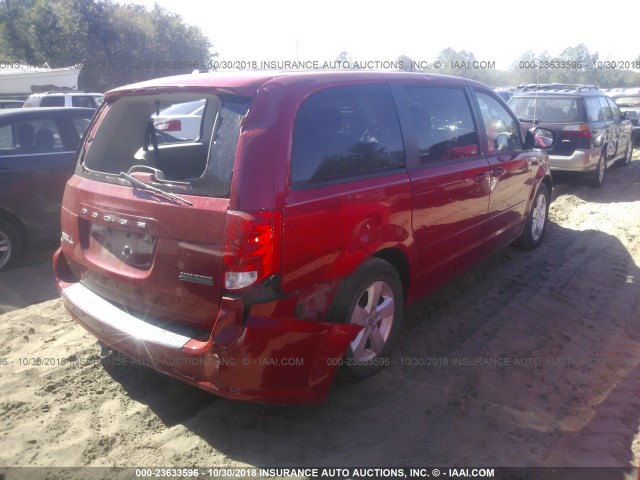 2C4RDGBG9DR651587 - 2013 DODGE GRAND CARAVAN SE RED photo 4