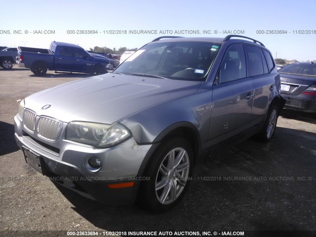 WBXPC93497WF22678 - 2007 BMW X3 3.0SI GRAY photo 2