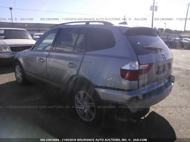 WBXPC93497WF22678 - 2007 BMW X3 3.0SI GRAY photo 3
