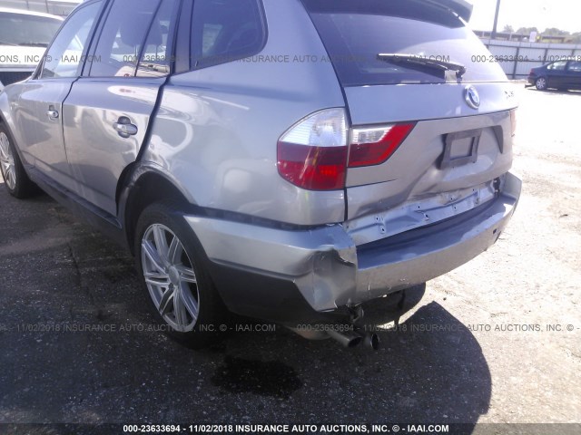 WBXPC93497WF22678 - 2007 BMW X3 3.0SI GRAY photo 6