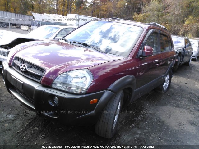 KM8JN12D25U127145 - 2005 HYUNDAI TUCSON GLS/LX MAROON photo 2