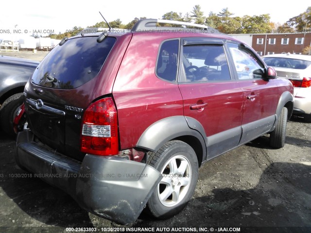 KM8JN12D25U127145 - 2005 HYUNDAI TUCSON GLS/LX MAROON photo 4