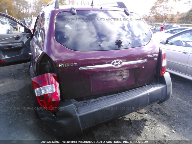 KM8JN12D25U127145 - 2005 HYUNDAI TUCSON GLS/LX MAROON photo 6