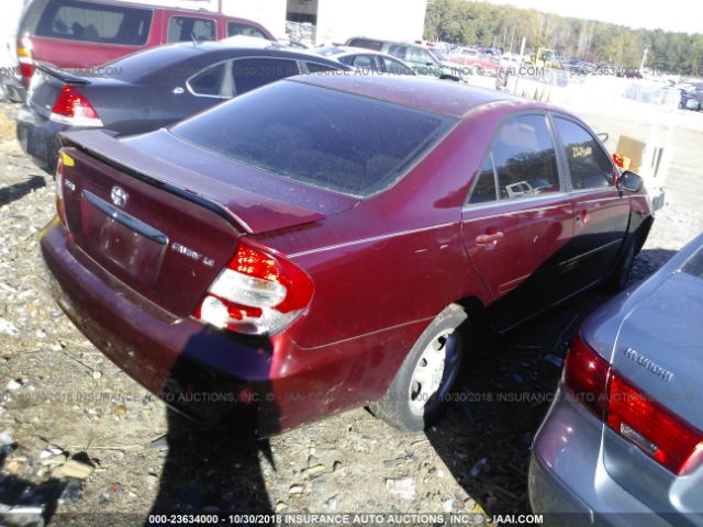 JTDBE32K440255119 - 2004 TOYOTA CAMRY LE/XLE RED photo 4