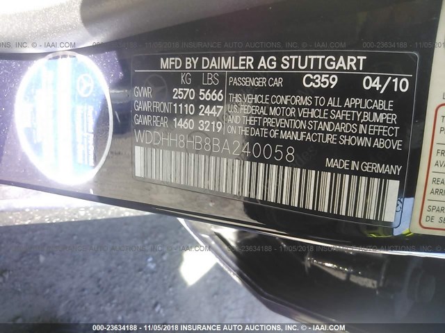 WDDHH8HB8BA240058 - 2011 MERCEDES-BENZ E 350 4MATIC WAGON BLUE photo 9