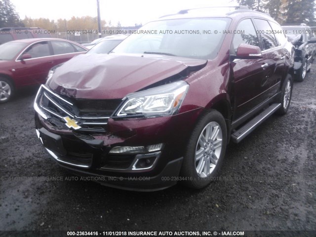 1GNKVGKDXFJ188491 - 2015 CHEVROLET TRAVERSE LT MAROON photo 2