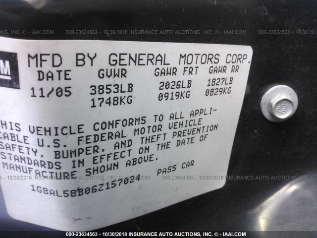 1G8AL58B06Z157024 - 2006 SATURN ION LEVEL 3 SILVER photo 9