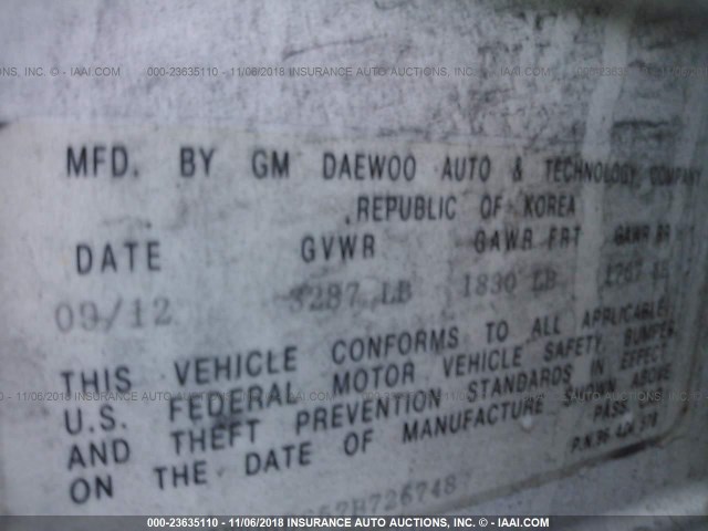 KL1TD66657B726748 - 2007 CHEVROLET AVEO LS WHITE photo 9