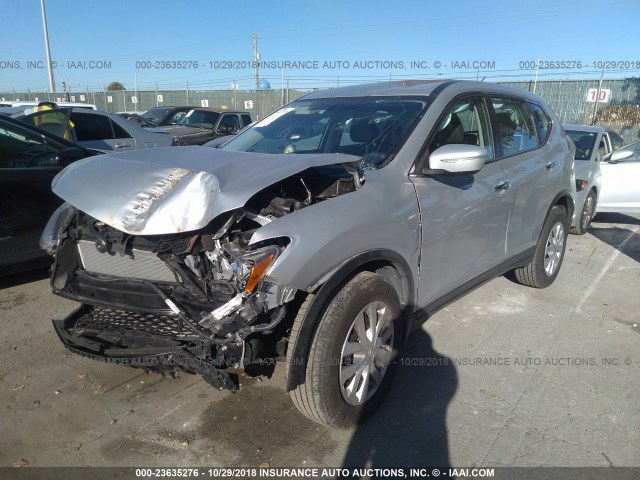 KNMAT2MT9FP583535 - 2015 NISSAN ROGUE S/SL/SV SILVER photo 2