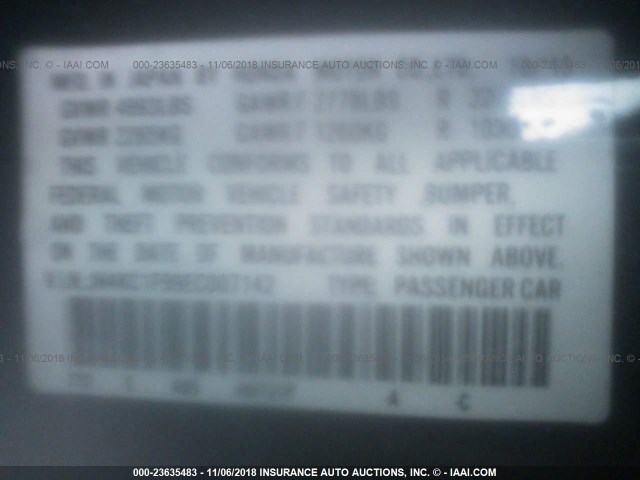 JH4KC1F99EC007142 - 2014 ACURA RLX ADVANCE შავი ფოტო 9